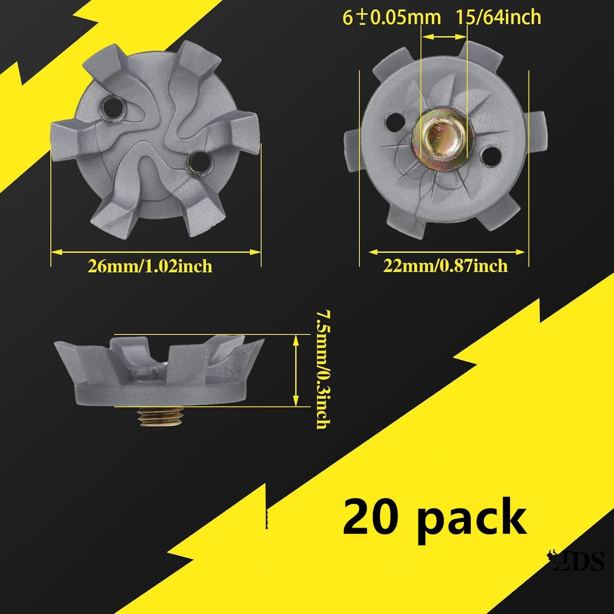 21 Pcs Golf Shoe Spikes Replacements Set with 20 Cleats and 1 Spanner