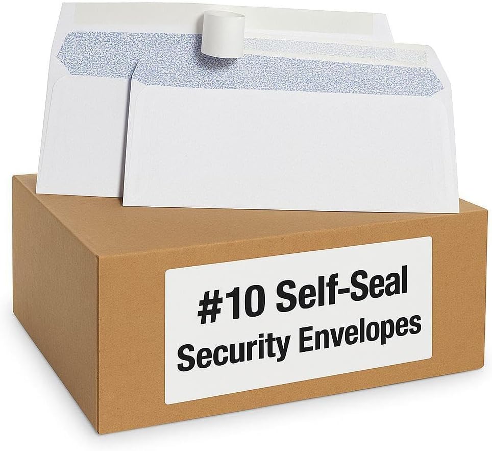 200 - Pack #10 Security Envelopes Self Seal Envelopes 4-1/8" x 9-1/2"
