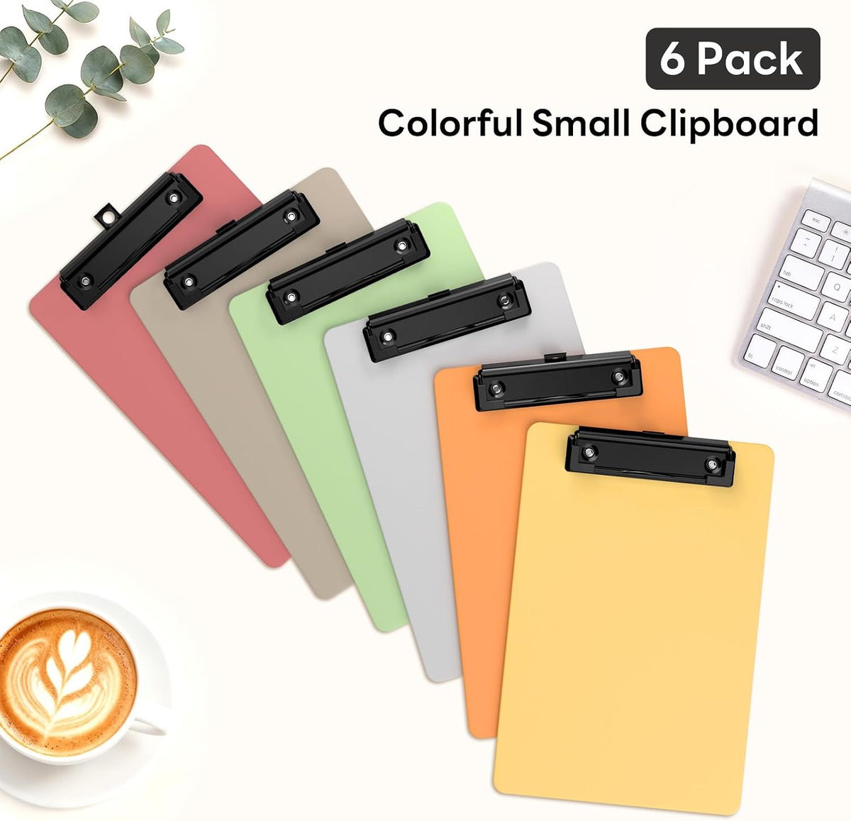 6 Pack Colorful Small Clipboard, A5 Mini Clip Board