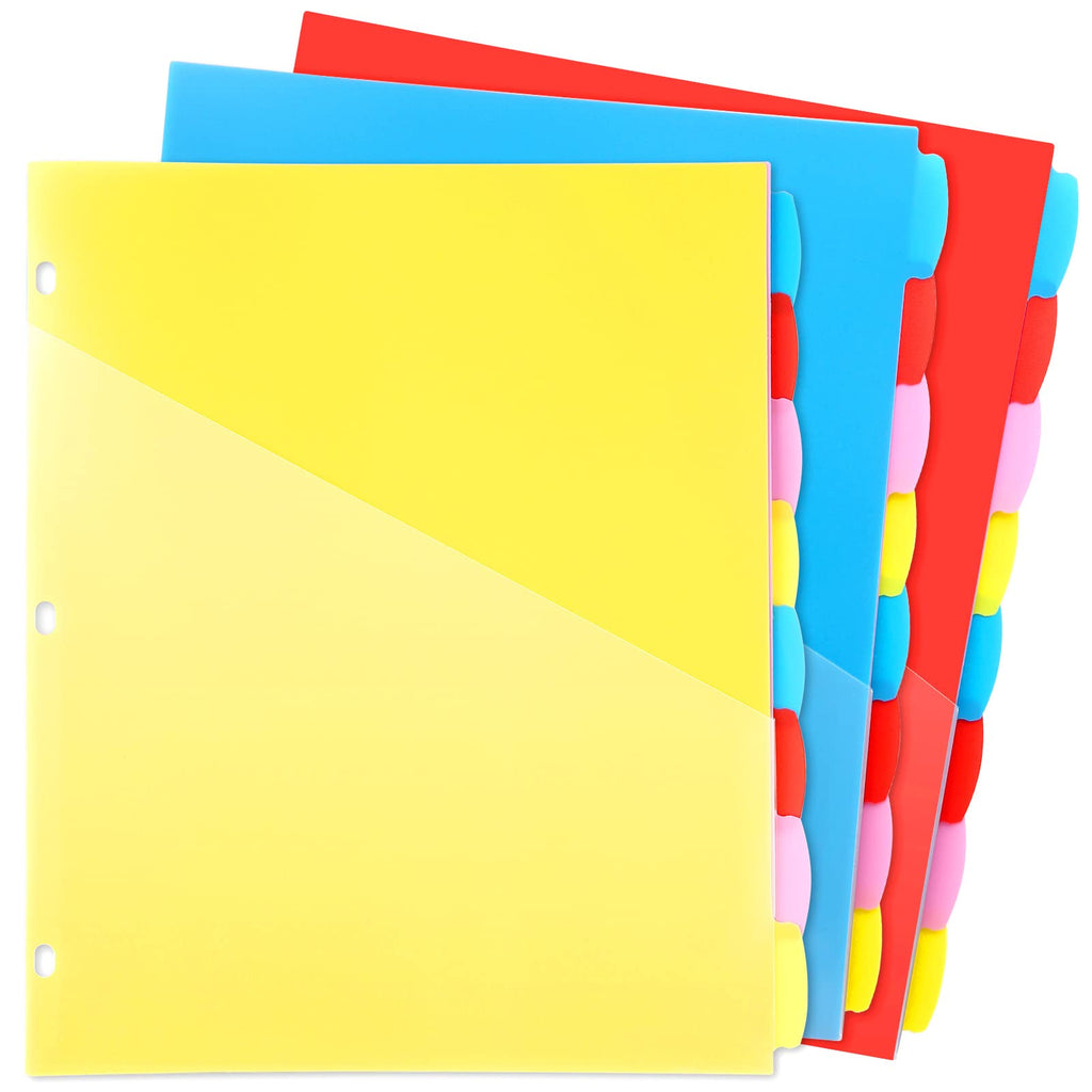 WOT I Durable 5-Tab Binder Dividers with Clear Pocket - 3 Sets
