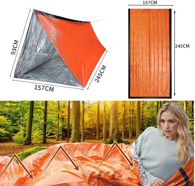 2 Person Emergency Survival Sleeping Bag Thermal Bivy Shelter Tent Kit Mylar Tube