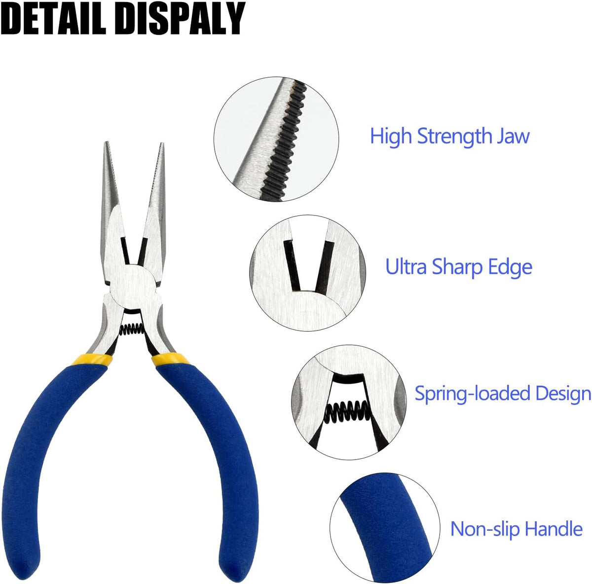 5 Inch Needle Nose Pliers Set, 6 Pack Small Needle Nose Pliers, Jewelry Pliers Set