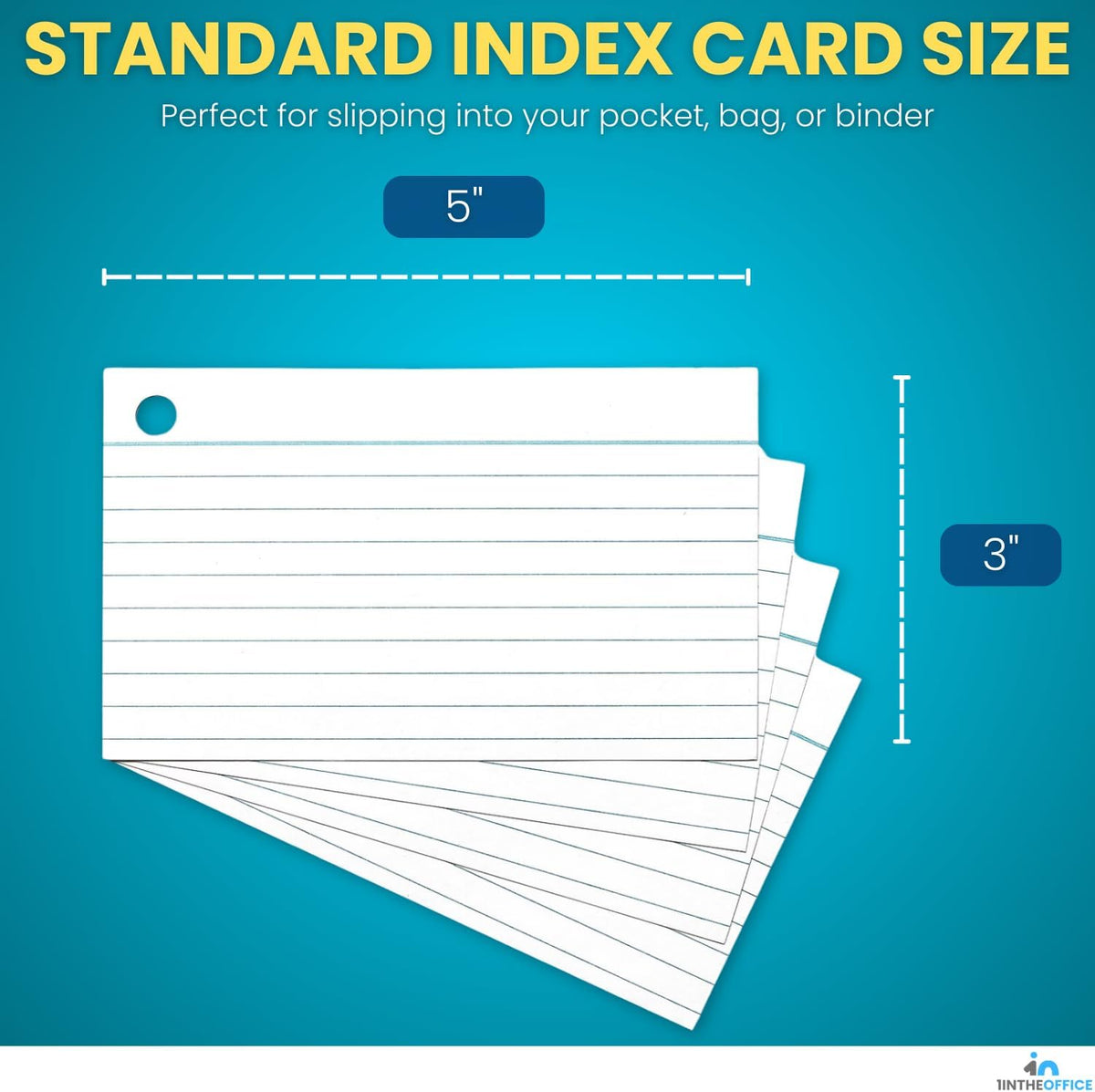 1InTheOffice Index Cards with Ring 3x5, Flash Cards with Binder Ring