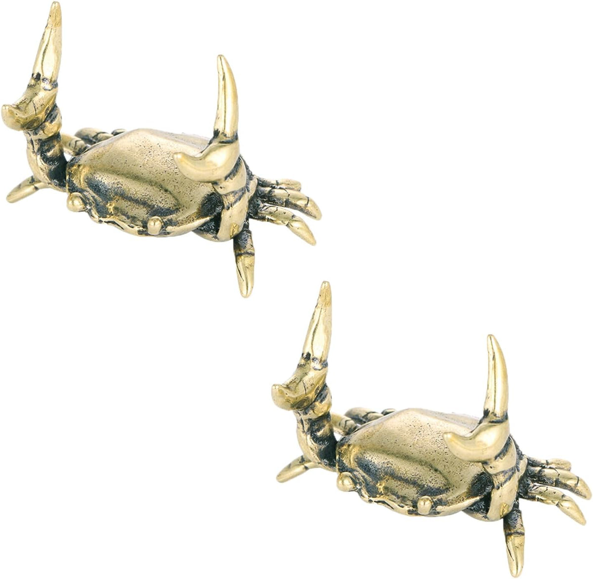 Crab Pen Holder,Brass Crabs Figurine,Funny Weightlifting Crabs Desk Pen Stand