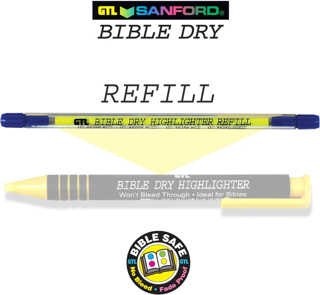 G.T. Luscombe Bible Dry Refill, Colorful Highlighter, No Bleed Through, Study, Journaling