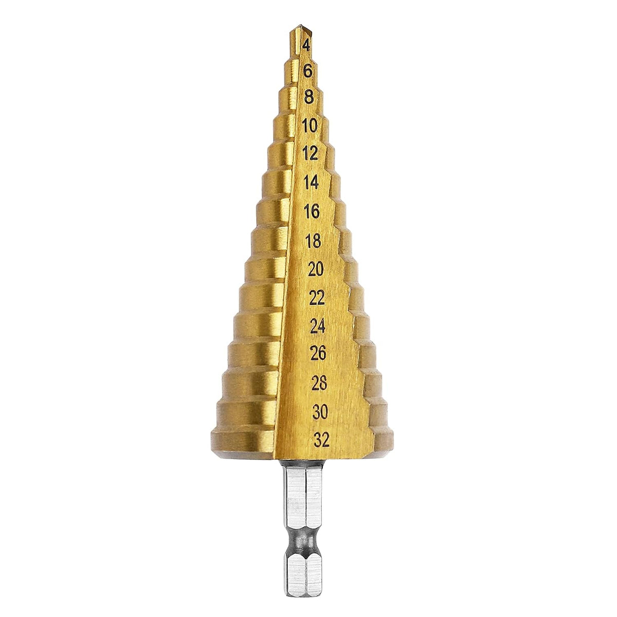 15 Sizes Step Drill Bit, 4mm-32mm (3/16" to 1-1/4") Titanium Coated Multi Step Drill Bits