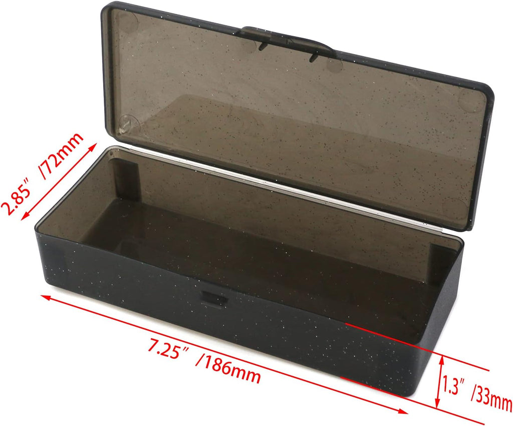 2PCS Large Capacity Pencil Box Plastic Pencil Case (Frosted Black)
