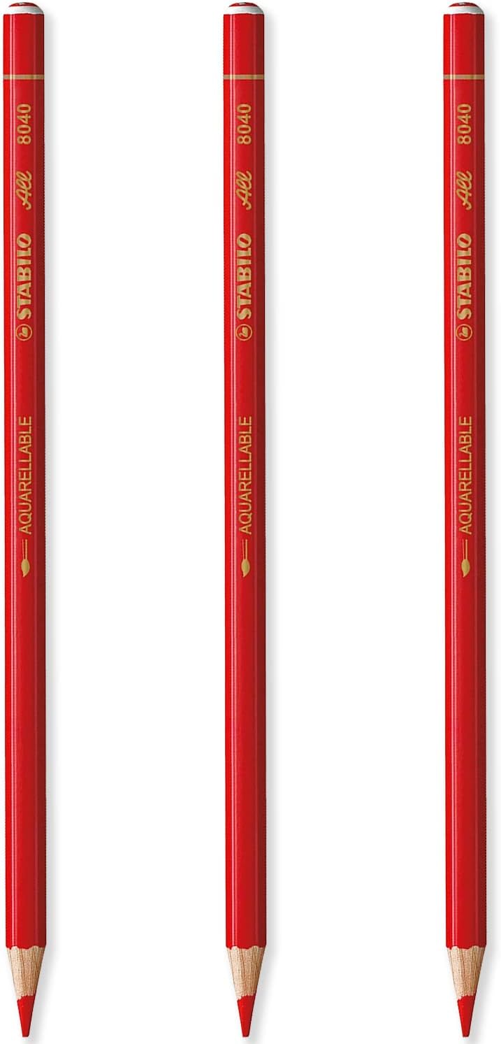 STABILO All Watercolour Effect Pencil Pack of 3 Pencils (Red)