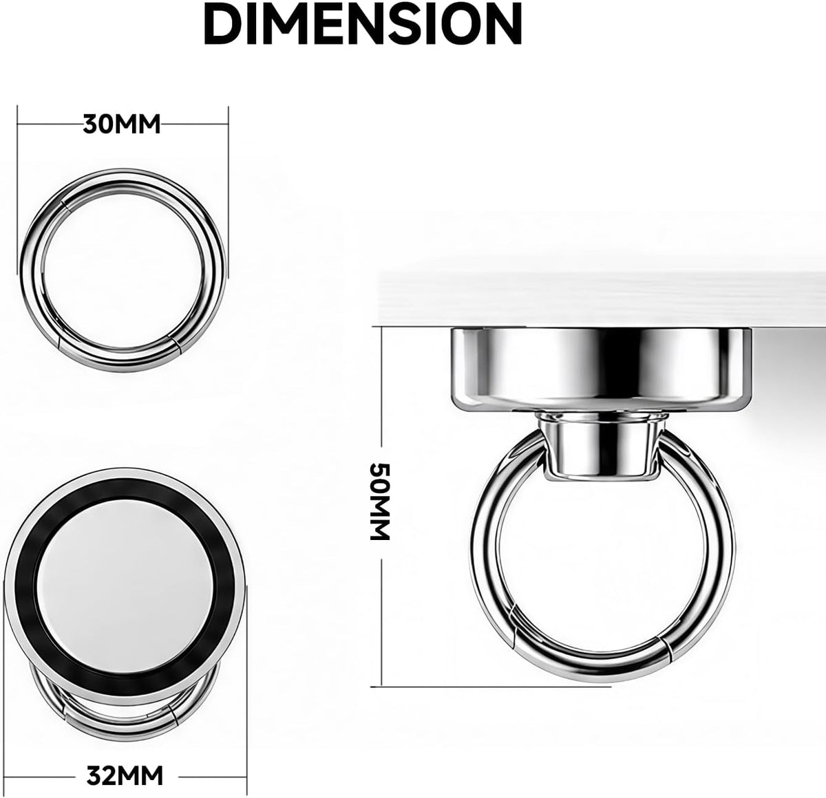 100lbs Magnetic Hooks Heavy Duty Neodymium Magnet Hooks with Swivel Carabiner, Fishing