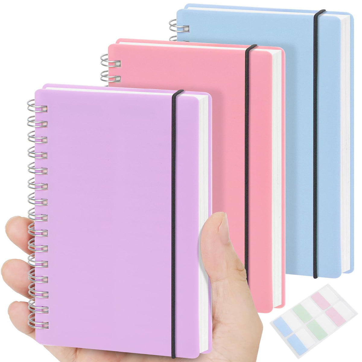 3 Pack Small Spiral Graph Notebook Mini Pocket Size 3.5"x5.5"