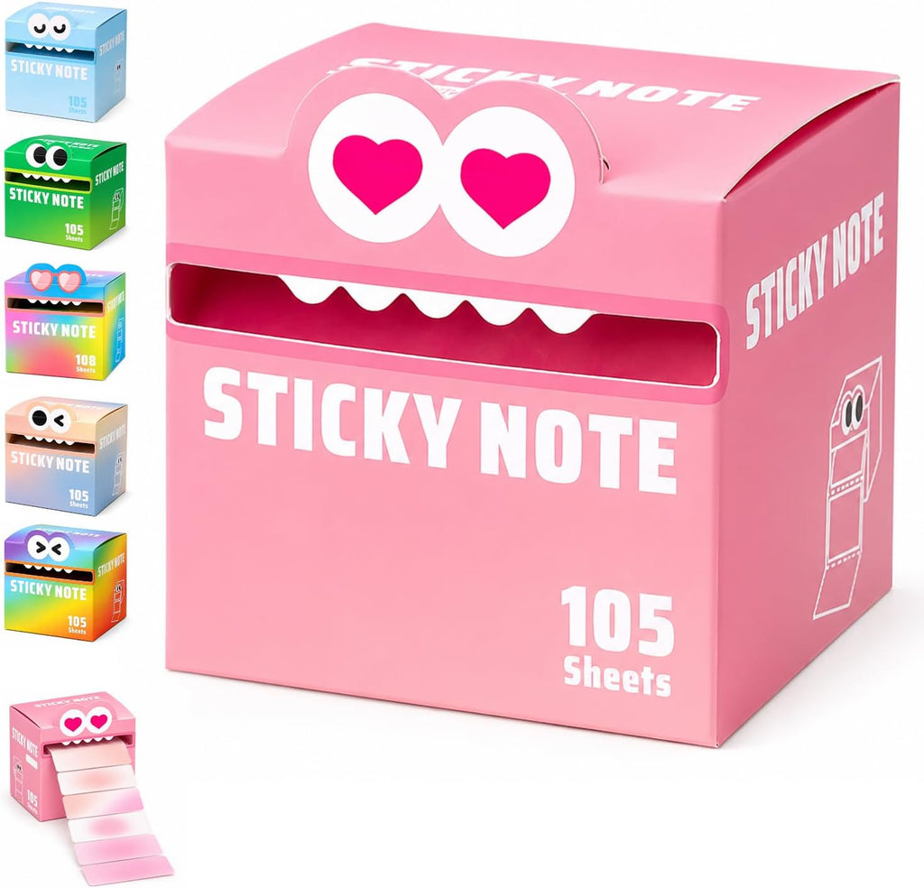 105 Sheets Transparent Pull-Out Sticky Notes, Cute Monster Pattern Sticky Note