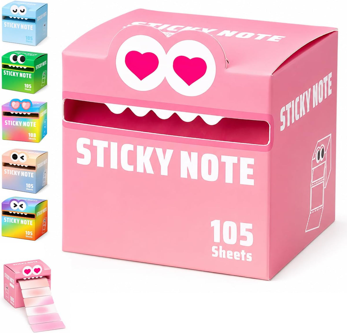 105 Sheets Transparent Pull-Out Sticky Notes, Cute Monster Pattern Sticky Note