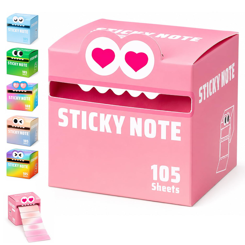 105 Sheets Transparent Pull-Out Sticky Notes, Cute Monster Pattern Sticky Note