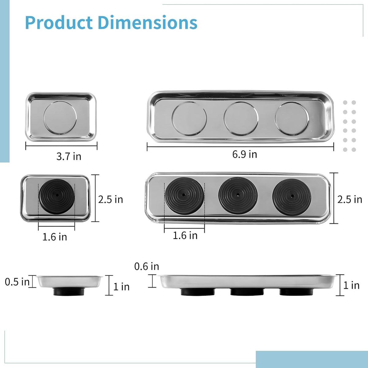 3 Pcs Magnetic Parts Tray, Magnetic Tool Tray