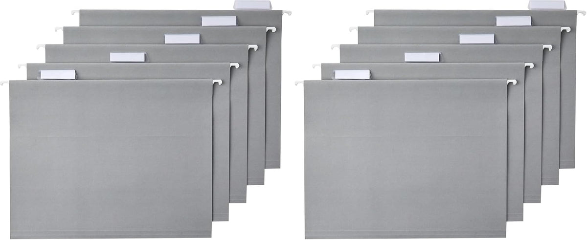 Amazon Basics Hanging File Folders with Adjustable Tabs for Document Organization