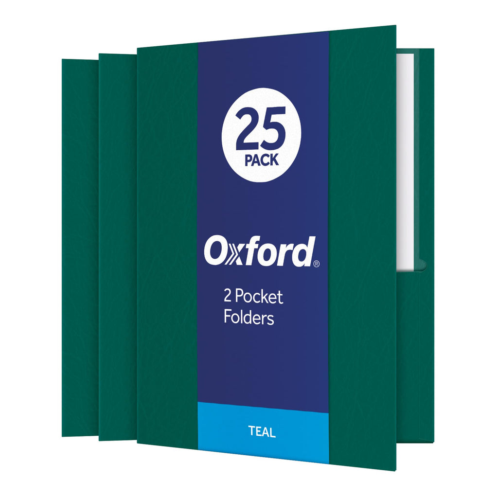 Oxford Twin-Pocket Folders, Textured Paper, Letter Size, Dark Blue, Holds 100 Sheets