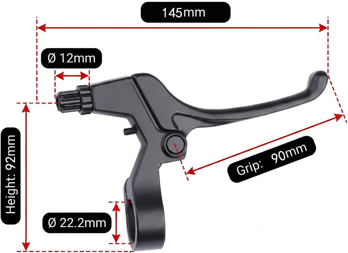 4-Finger Bicycle Brake Levers Alloy Set for 22.2mm Handlebars, MTB Kids