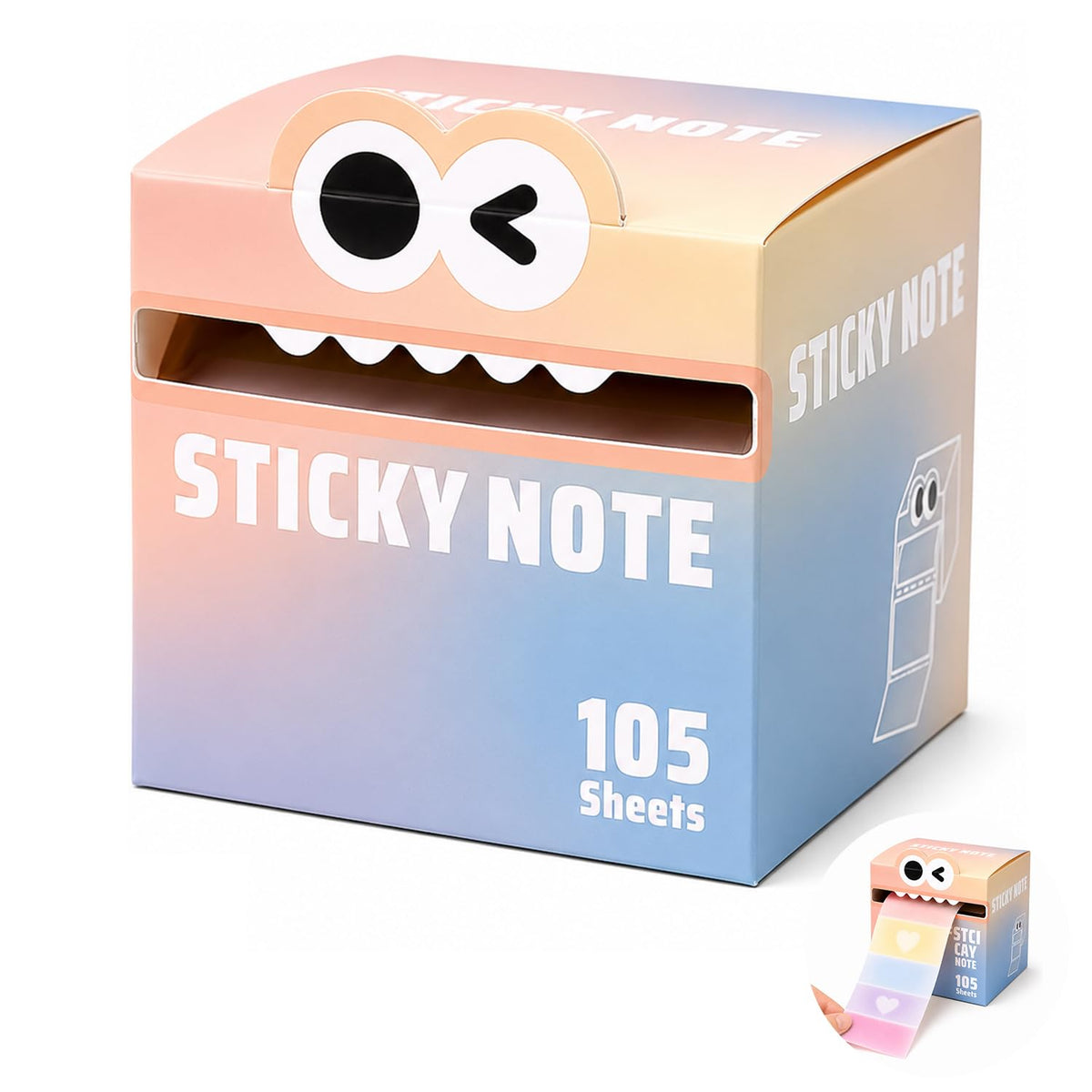 105 Sheets Transparent Pull-Out Sticky Notes,Cute Fruit Monster Pop Up Sticky Notes
