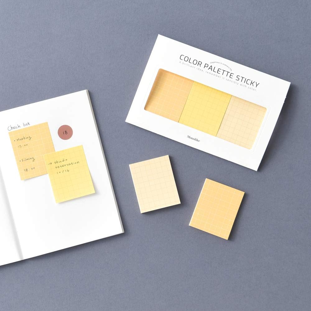 Monolike Color Palette Sticky Grid 300 C Set 4p - Self-Adhesive Memo Pad 30 Sheets