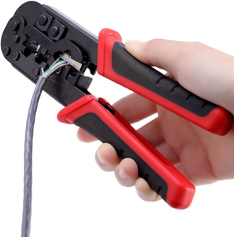 Agatige Network Cable Crimper, All in One Modular Data Plug Cable Crimping Tool/Wire