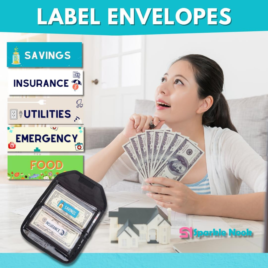 Multipack Pouch Organizer - 6 Zippered Money Envelopes for Cash Management and Budgeting