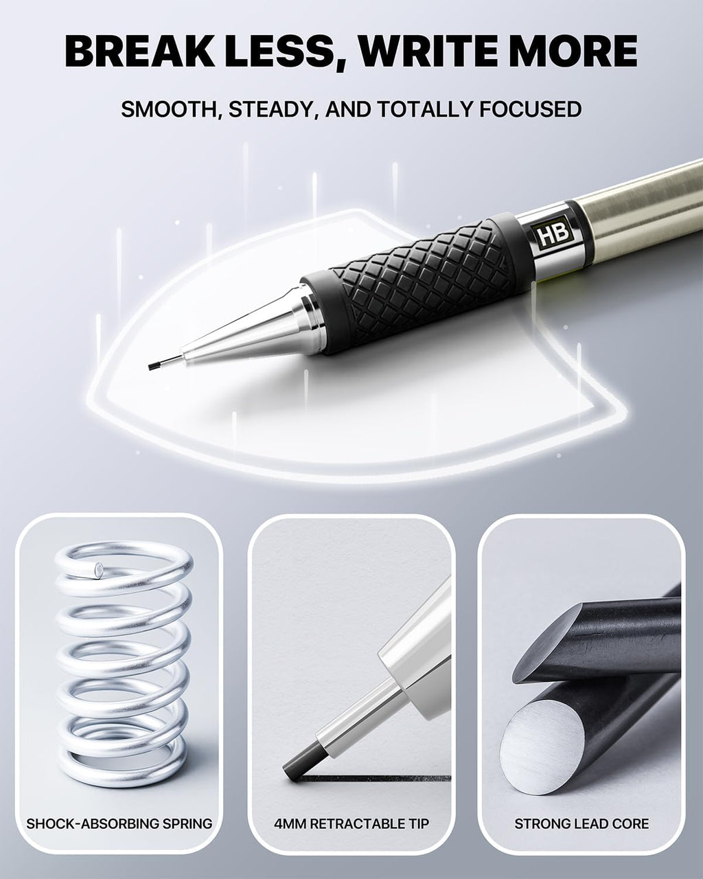 Metal Mechanical Pencil Set with Case, 6-Pack 0.5mm Fine Point Pencils