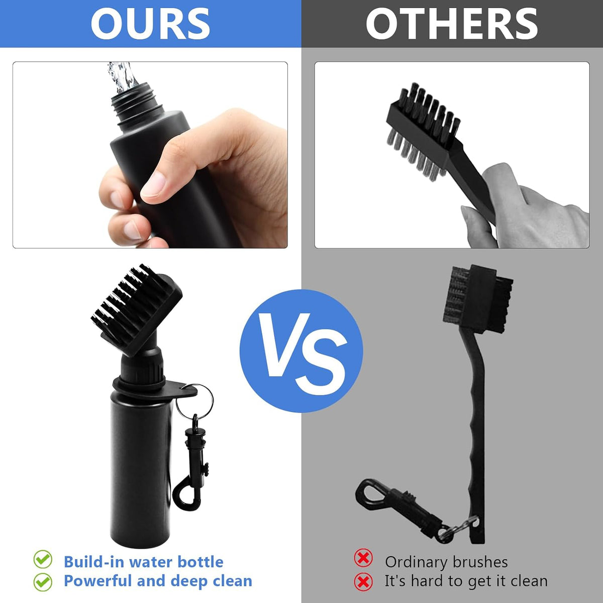Pro Golf Club Brush Cleaner, Golf Water Brush with Retainer Clip and Squeeze Water Bottle