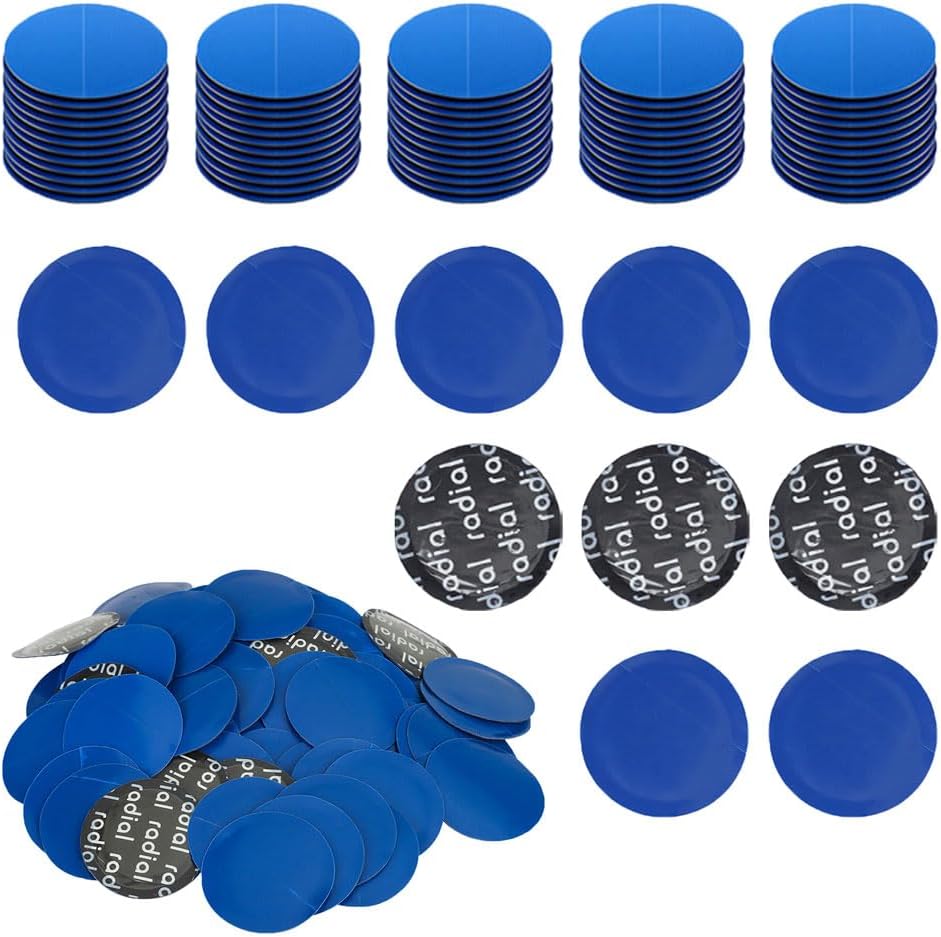 100 Pieces 1-3/4" 45mm Round Rubber Tire Repair Patch Set 1.77" for Car Truck Motorcycle