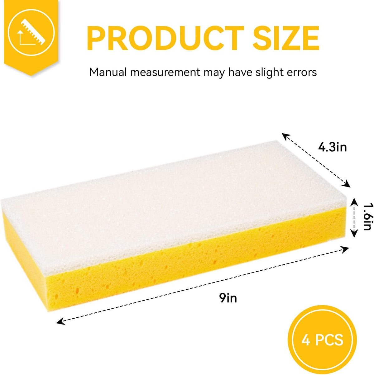4 Pack 9" Double Drywall Wet Sanding Sponge