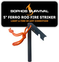 Ferro Rod Fire Starter Drilled Flint and Steel Survival Tool Kit with High Visibility
