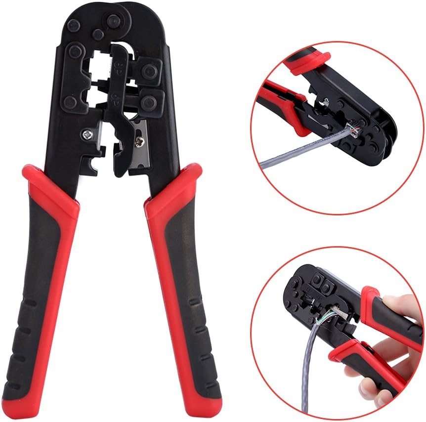 Agatige Network Cable Crimper, All in One Modular Data Plug Cable Crimping Tool/Wire