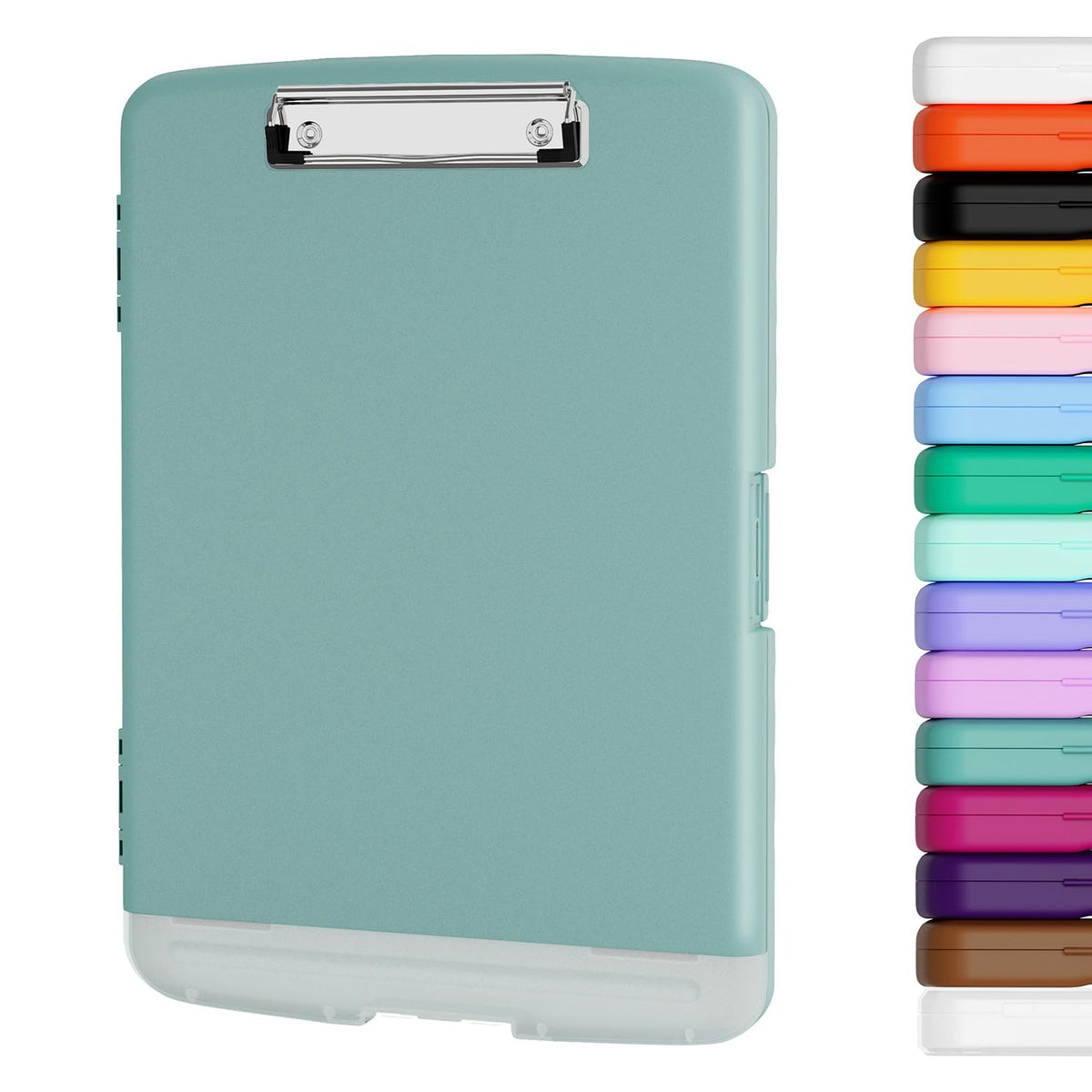 Piasoenc Clipboard with Storage, 8.5 x 11 Clip Board with Pen Holder, Red