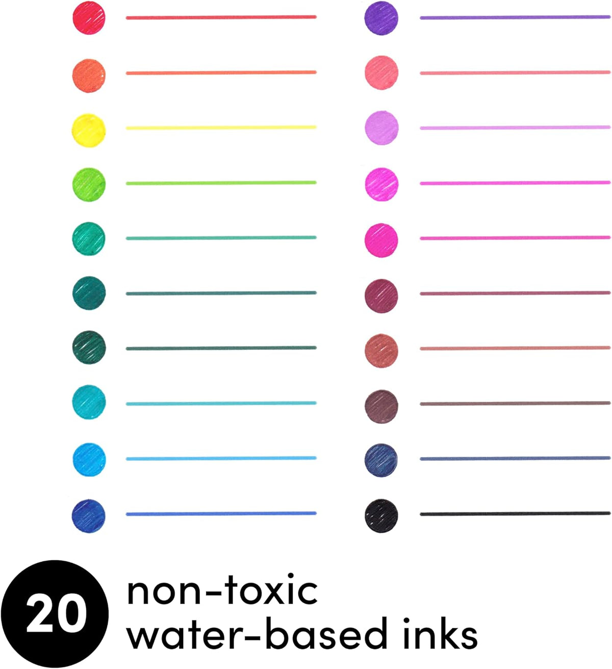 PAPERAGE Gel Pens With Retractable Medium Point (0.7mm), 20 Pack Colored Gel Pens