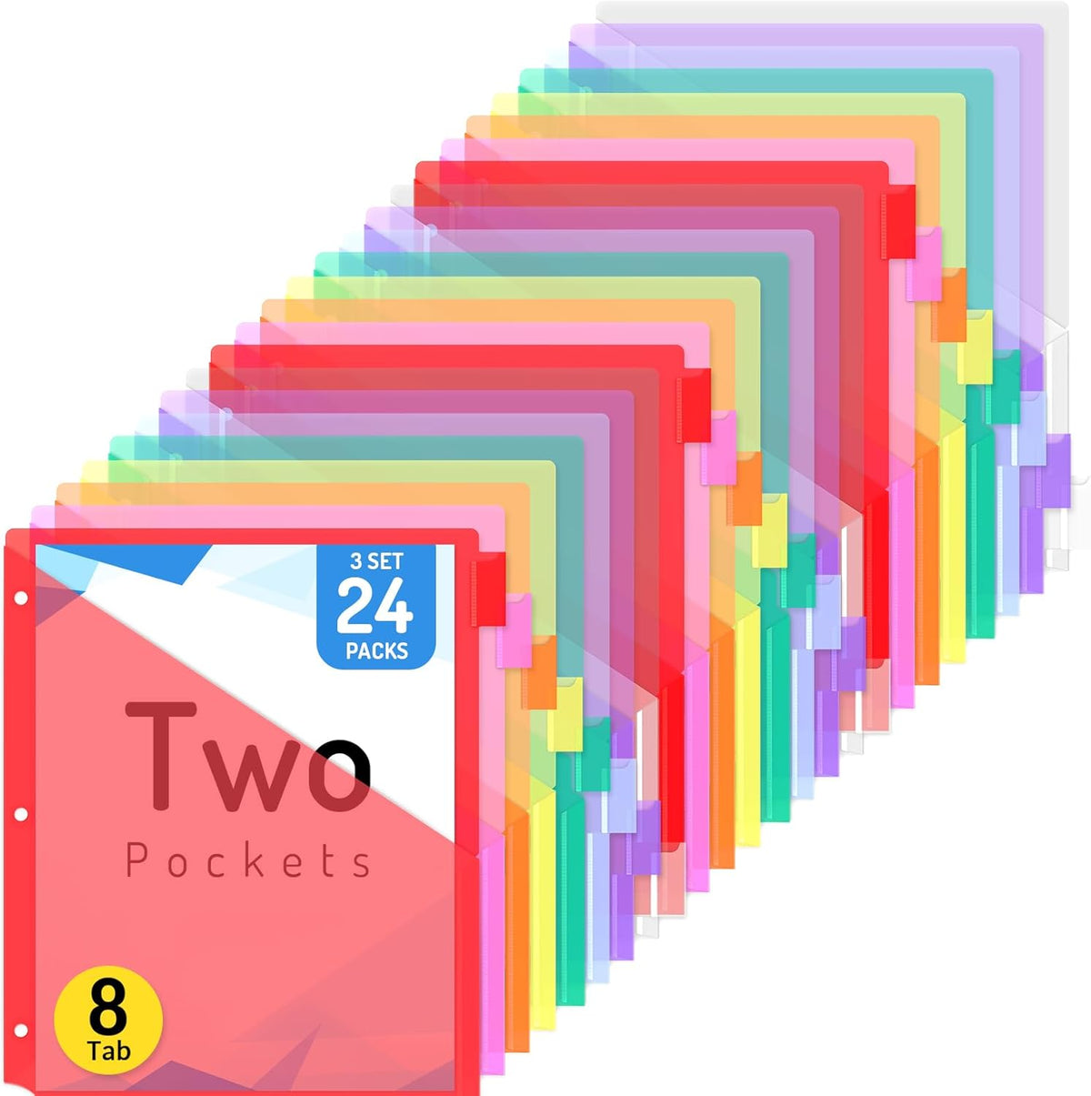 Forvencer 24 Count Binder Dividers with 2 Pocket, 8 tab Dividers for Binder