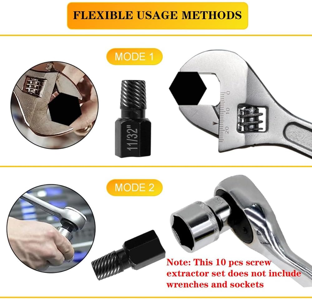 10 Pcs Screw Extractor Set, Hex Head Easy Out Bolt Extractor Set