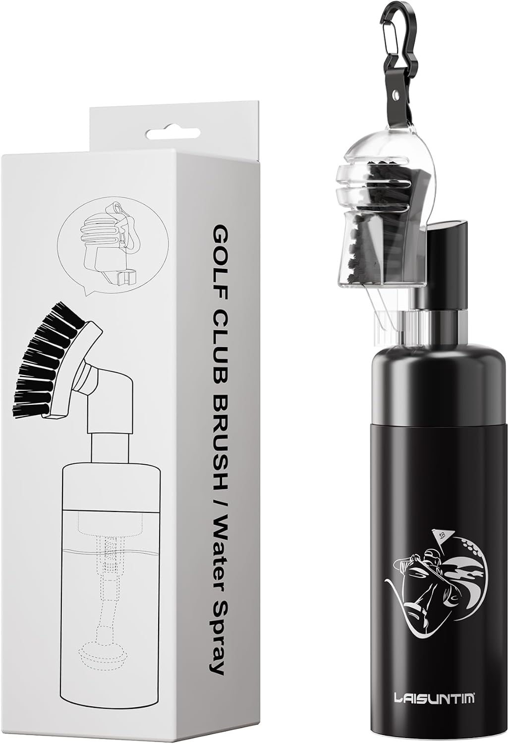2-in-1 Golf Club Brush with Water Spray & Built-in Golf Ball Marker - Portable Groove