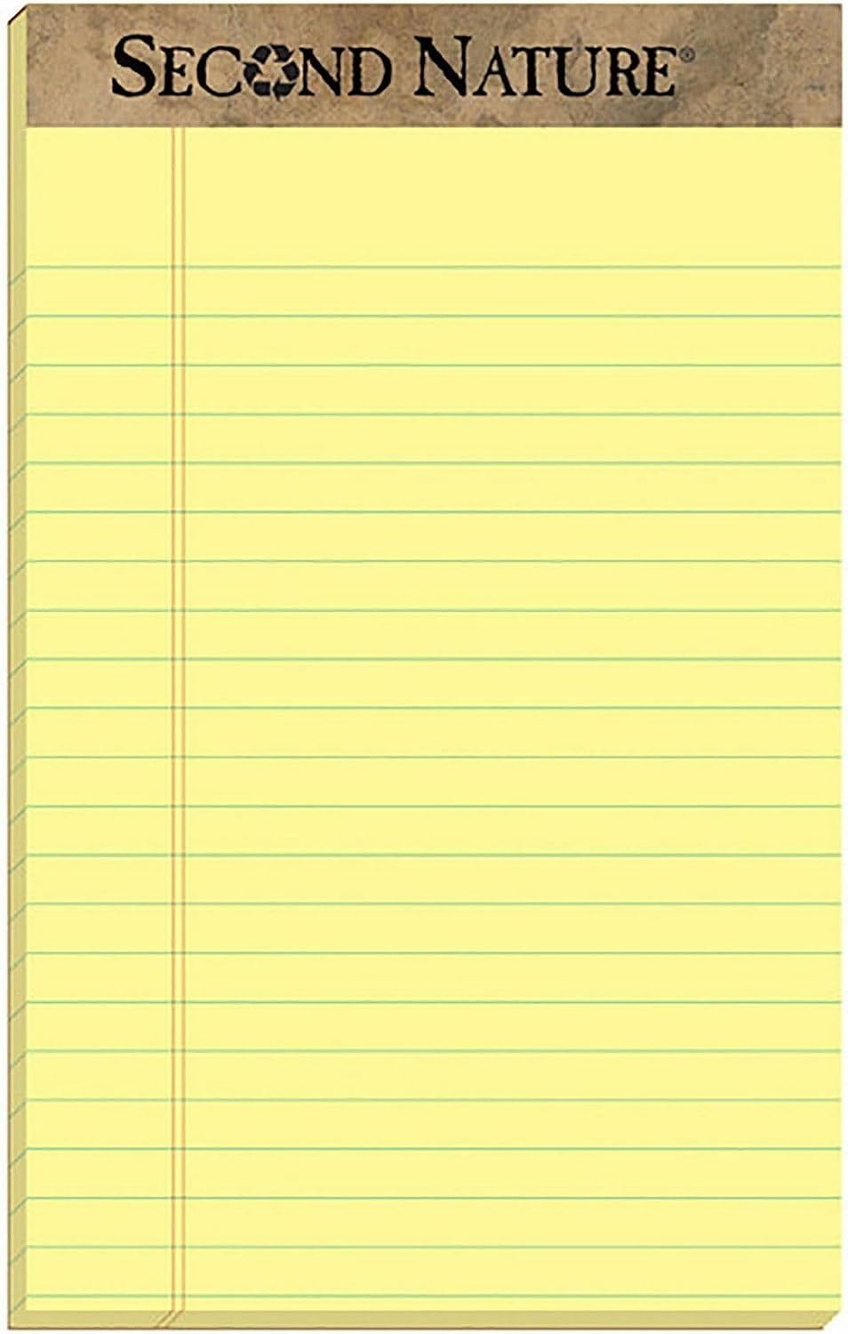 TOPS Second Nature 100% Recycled Legal Pad, 5 x 8 Inches, Perforated, Canary, Narrow Rule