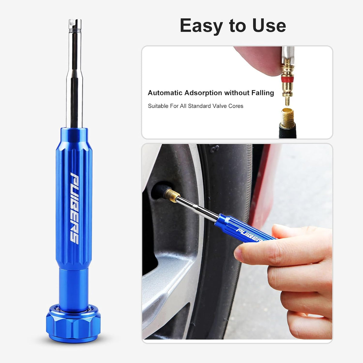 Tire Valve Stem Removal Tool Kit 3-Piece Set, Presta and Schrader Valve Core Removal