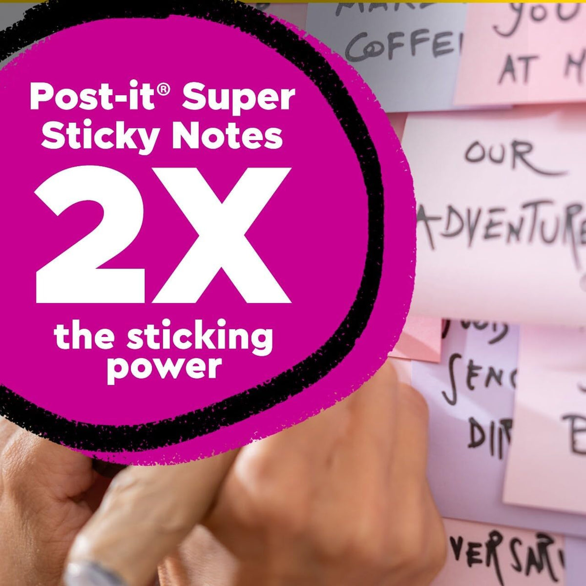 Post-it 100% Recycled Paper Super Sticky Notes, 2X the Sticking Power, 3x3 in