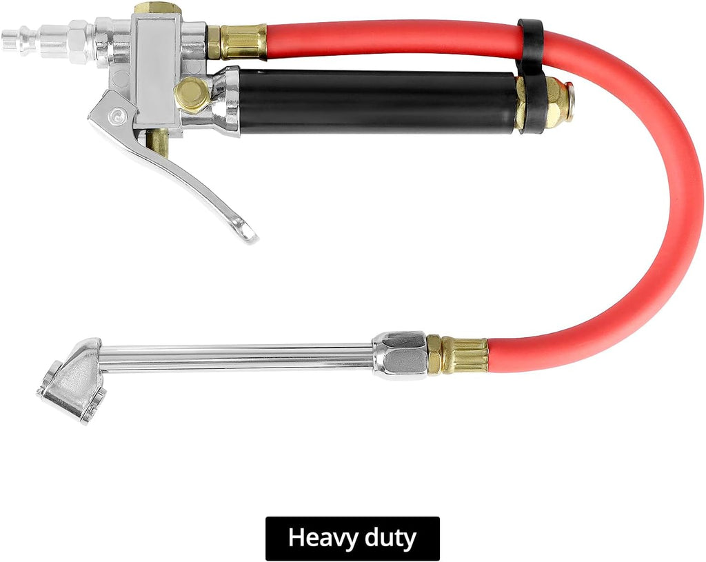 QWORK 10-120 PSI Tire Inflator Gauge - Dual Head Chuck, 12-Inch Hose