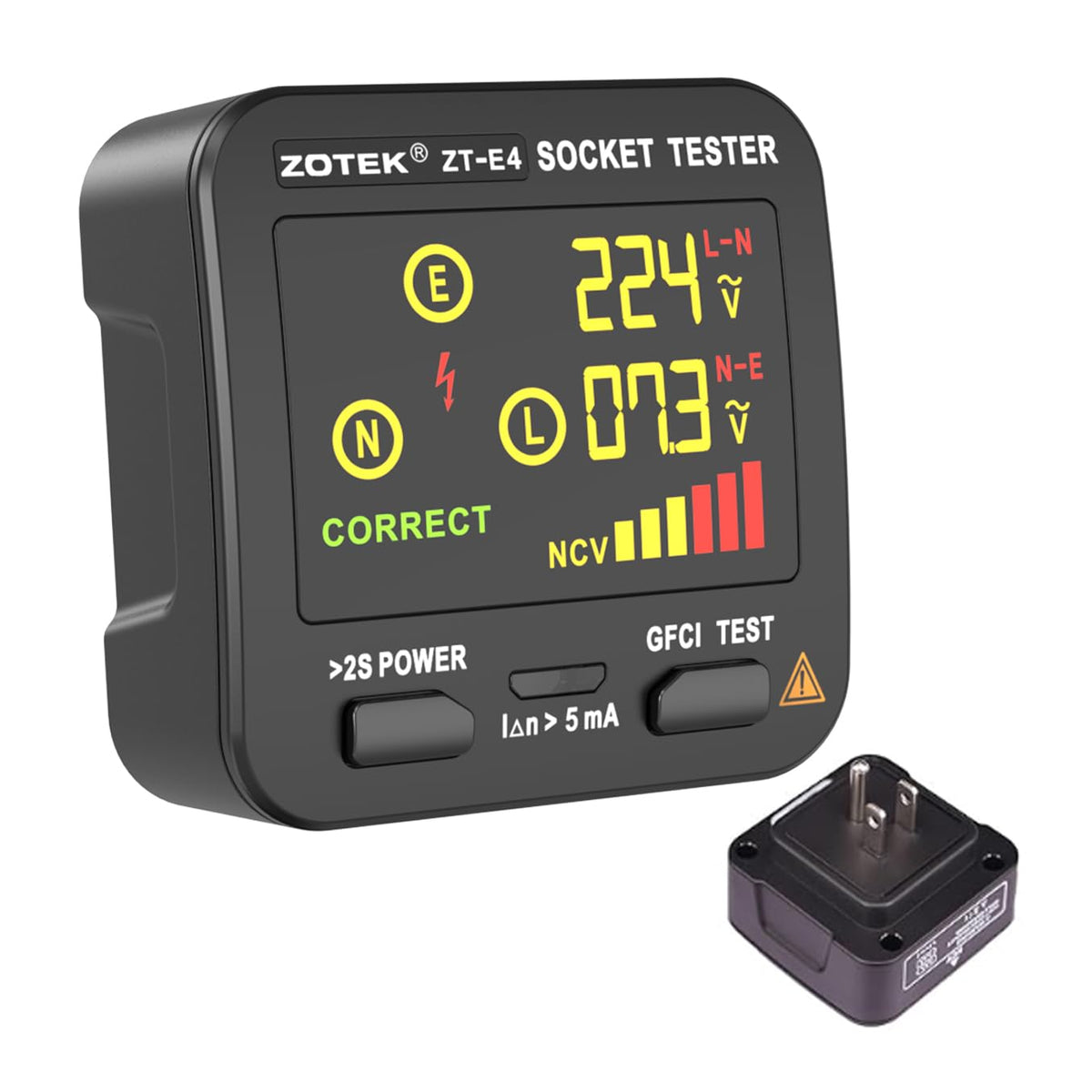 Outlet Tester with GFCI, NCV Non-Contact Voltage Tester
