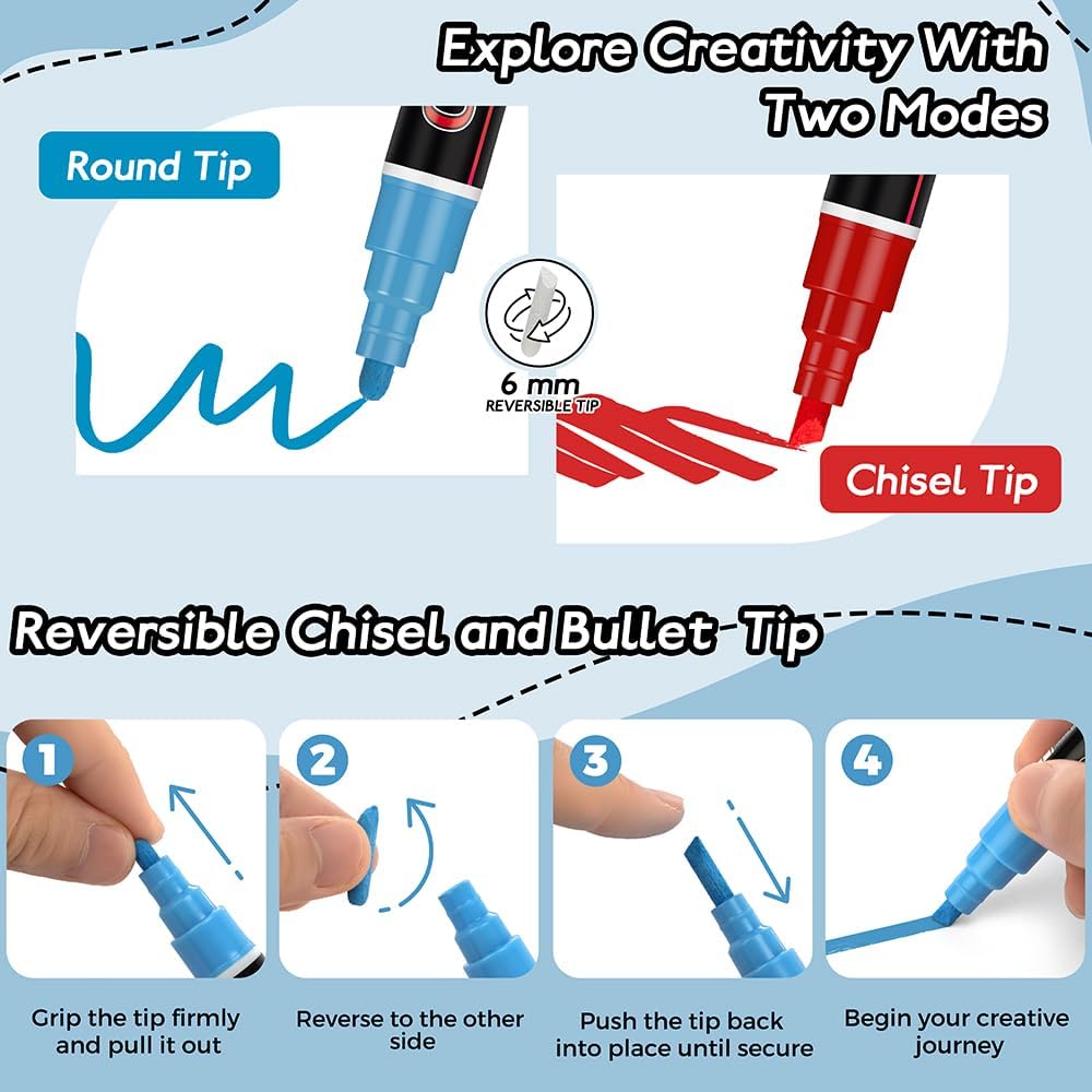 8 Pack Liquid Chalk Markers,Dry Erase Markers & Window Markers for Blackboards