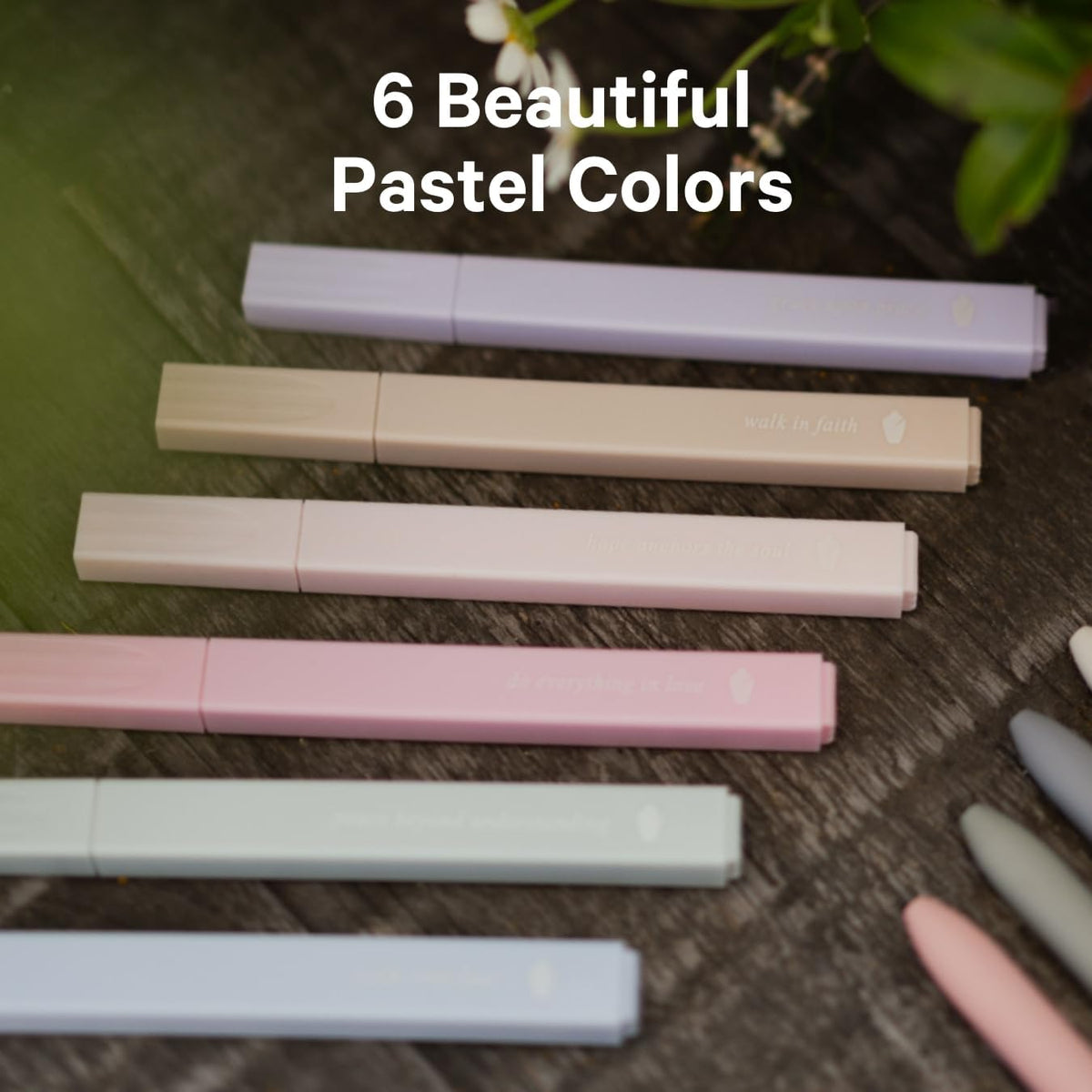 ALABASTER Co. - No Bleed Pastel Highlighter Set, 6 Pcs, Chisel Tip, Muted Pastel Colors