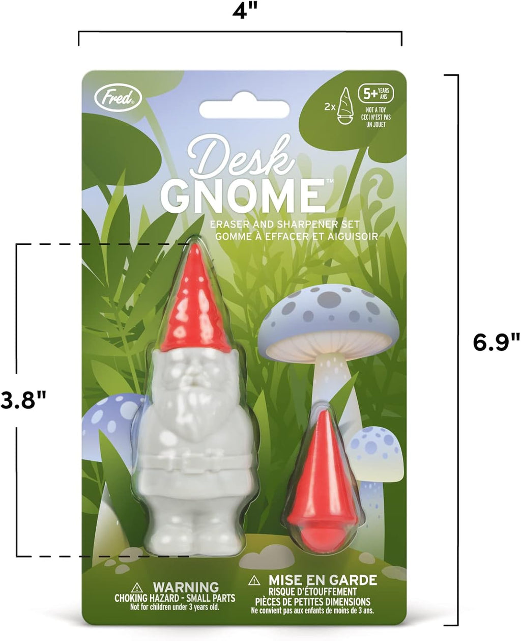 Genuine Fred Desk GNOME, Pencil Sharpener and Eraser Set