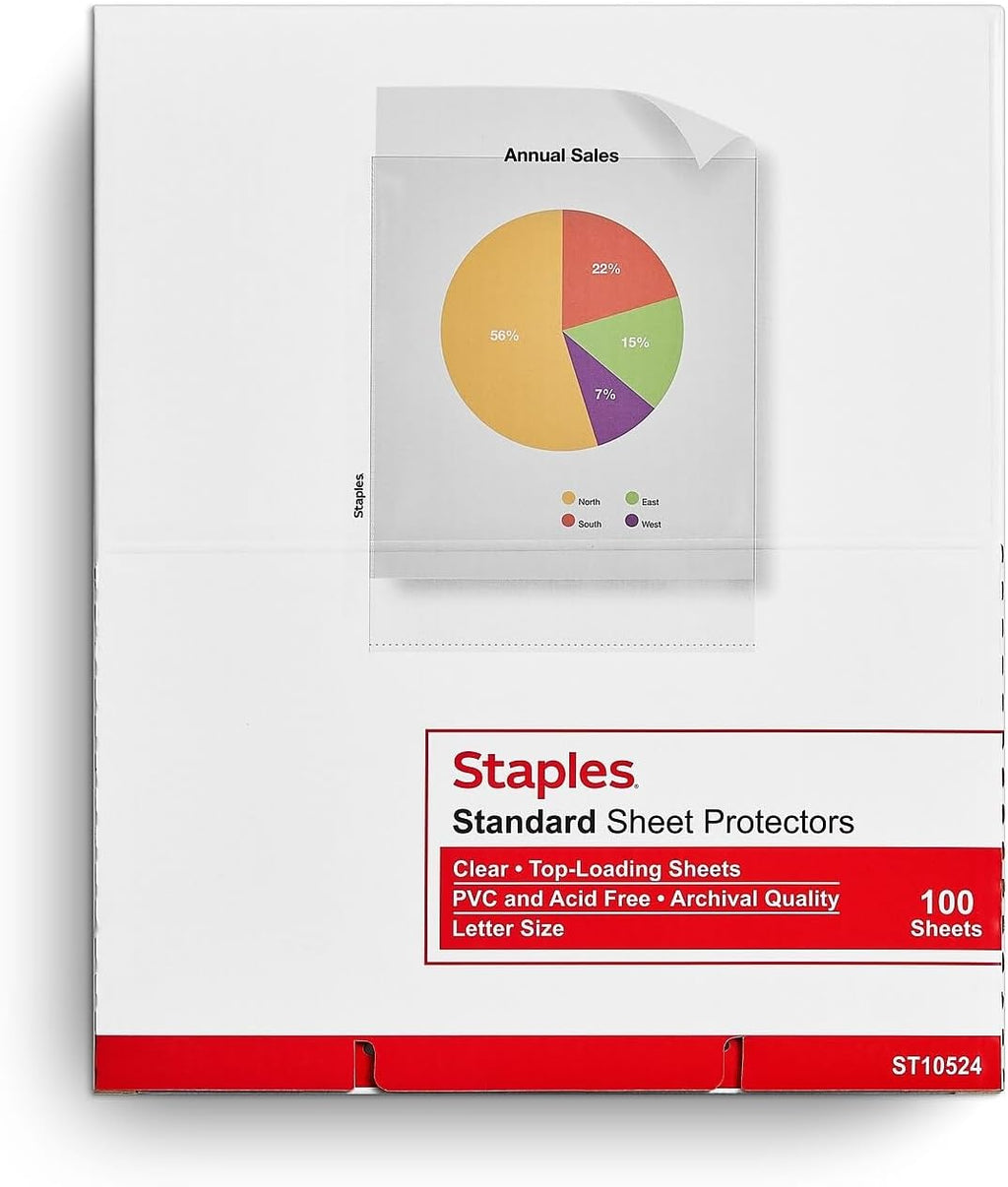 Staples Heavyweight Sheet Protectors, 8.5x11 Inch, Clear, 100-Pack