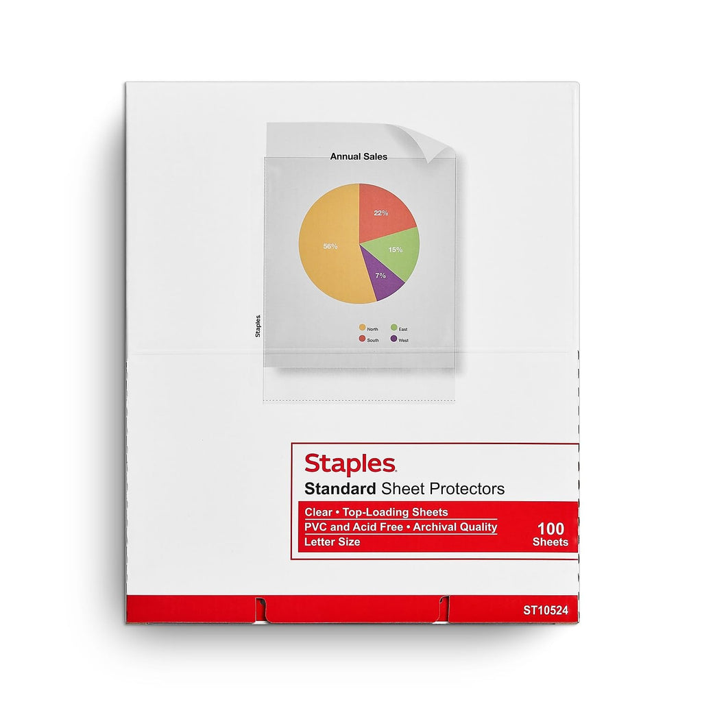 Staples Heavyweight Sheet Protectors, 8.5x11 Inch, Clear, 100-Pack