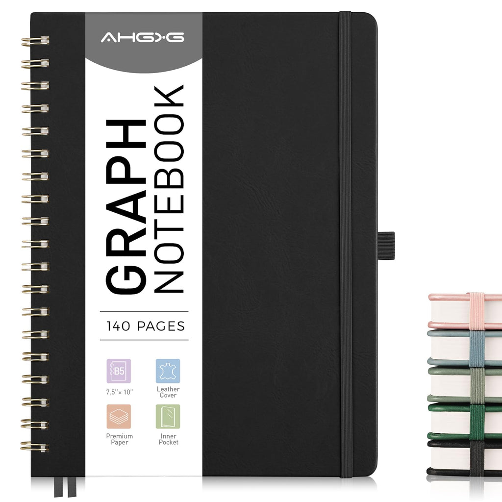 AHGXG Graph Paper Notebook, 140 Pages, B5 (7.6" x 10")
