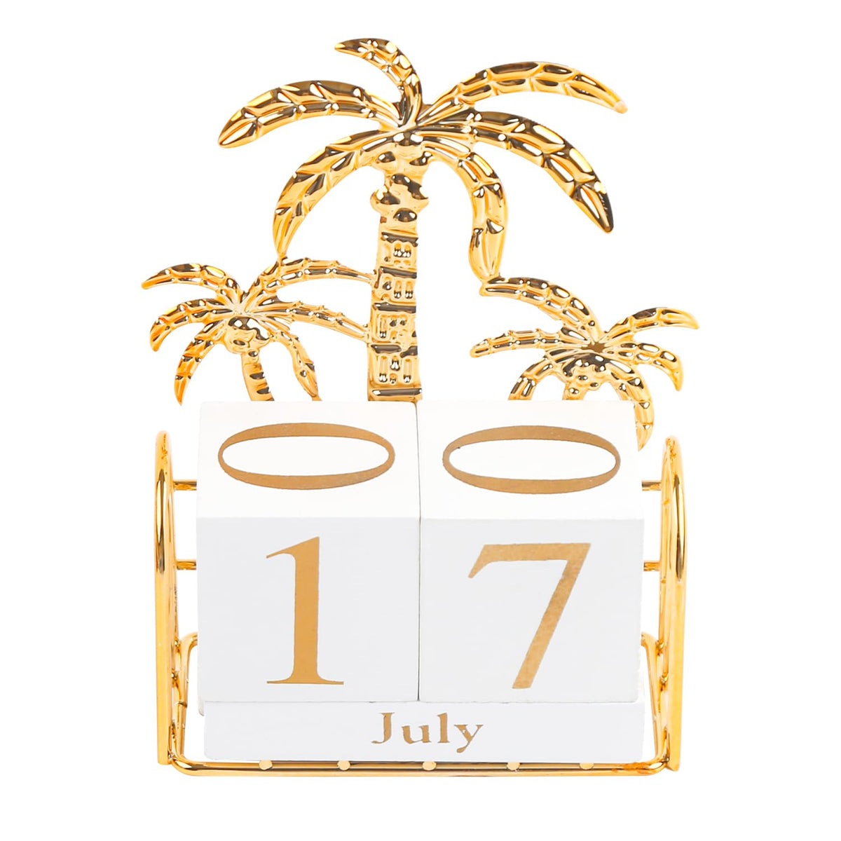 1 Set Wooden Block Calendar for Desk Perpetual Calendar Sunflower