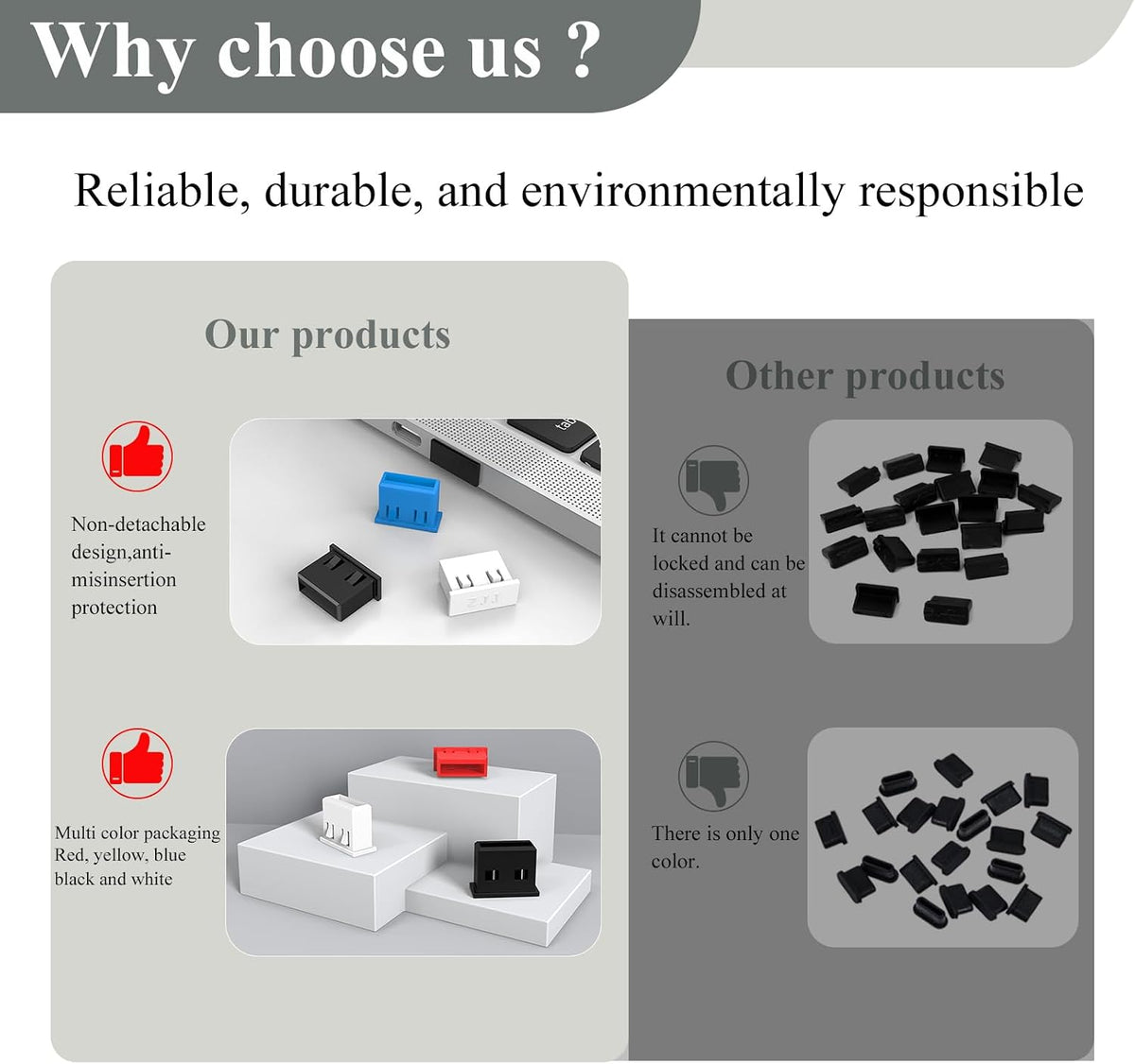 25PCS 5 Colors USB Type-A Port Dust Plug,USB Non-Removable Security Cover Caps