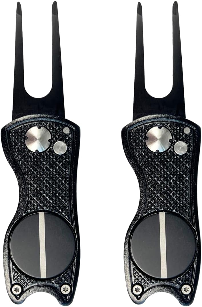 Against The Grain 5-in-1 Black Metal Golf Divot Tool with Magnetic Ball Marker